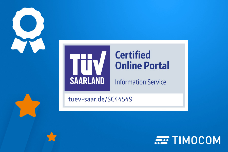 TÜV certifikát „Overený on-line portál“ pre TIMOCOM